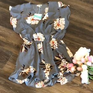 Umgee Grey Floral Romper